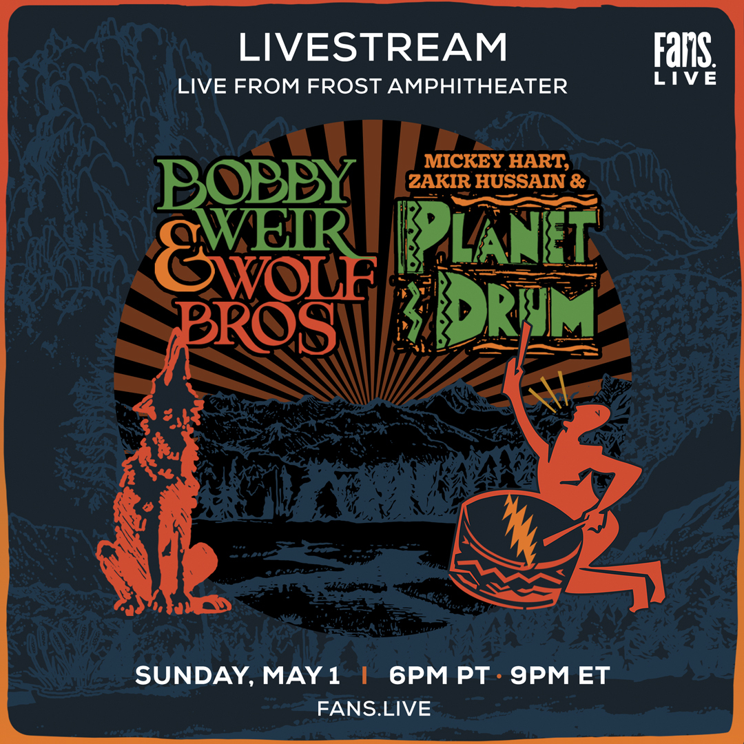 Stream Bobby Weir & Wolf Bros Featuring The Wolfpack with Mickey Hart, Zakir Hussain, and Planet Drum LIVE from the Frost Amphitheater